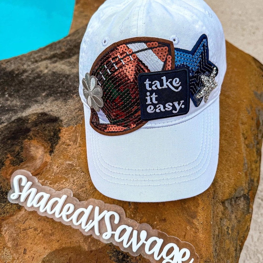 White Cap with Sequin Patches